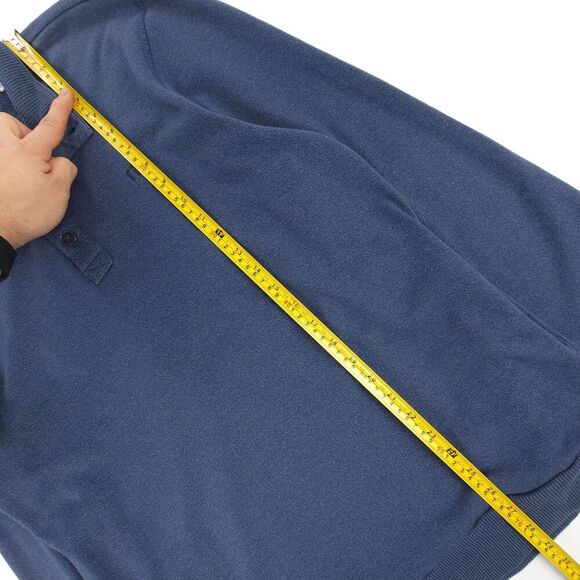 TRAVIS MATHEW Henley Pullover Rib Fleece Golf Sweatshirt Navy Large Quiet Luxury - Picture 6 of 9